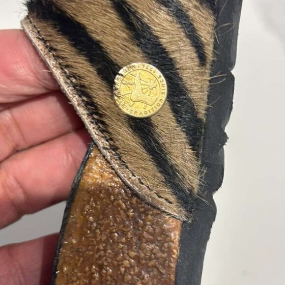 Birkenstock Women Big Buckle Zebra Cowhide Sandals Black Size 37 - Picture 3 of 8